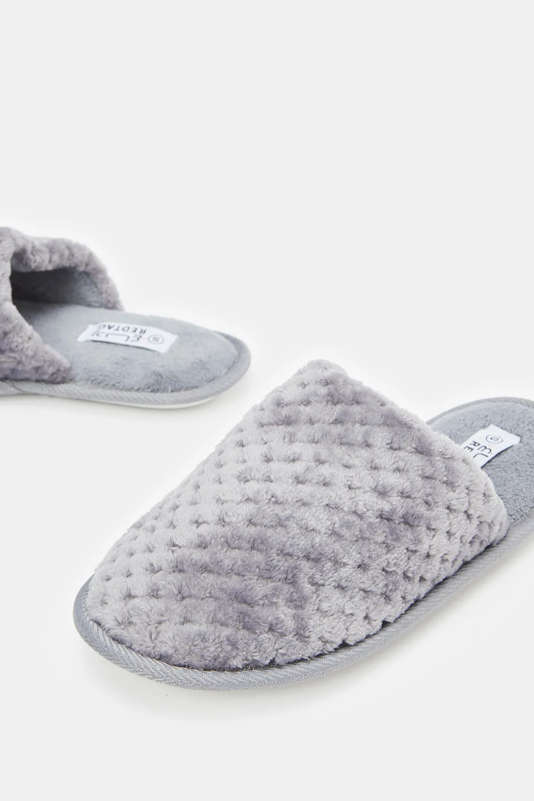 Women Grey Textured Slipper