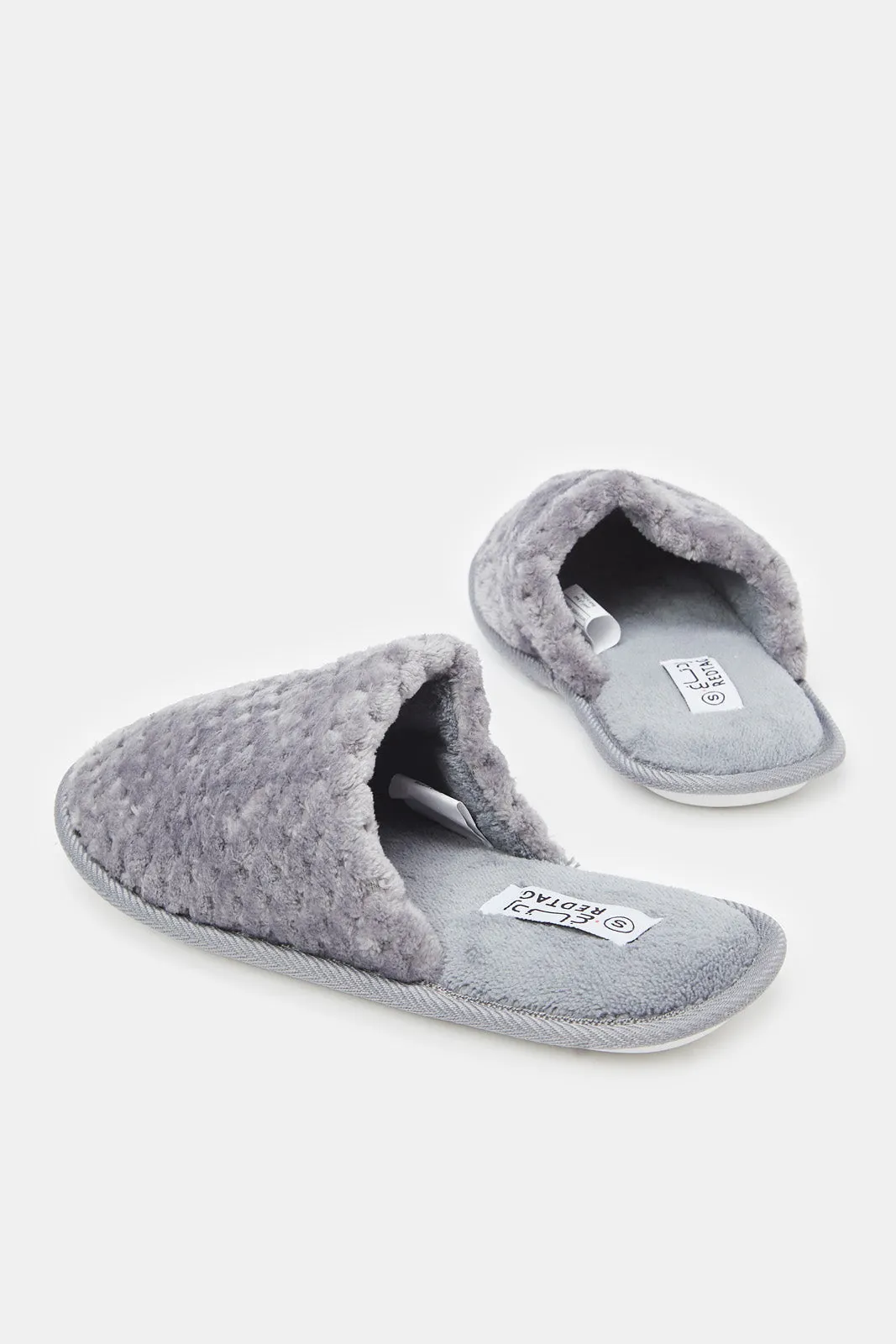 Women Grey Textured Slipper
