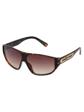 Wrap-Around Shield Sunglasses in Tortoise